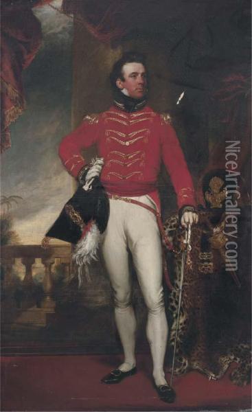 Portrait Of Major Garnham Oil Painting - Samuel Lane