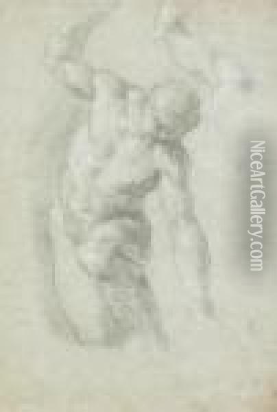 Studie Av Manskropp Oil Painting - Palma Vecchio (Jacopo Negretti)