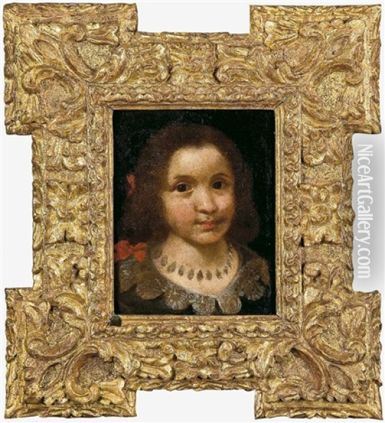 Retrato De Nina Con Lazo Rojo Oil Painting - Juan Bautista Martinez del Mazo