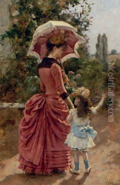 Mother And Child Oil Painting - Charles Cres