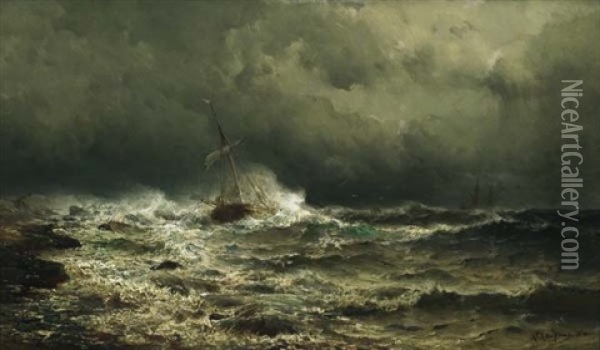 Sailing Through The Storm Oil Painting - Mauritz Frederick Hendrick de Haas