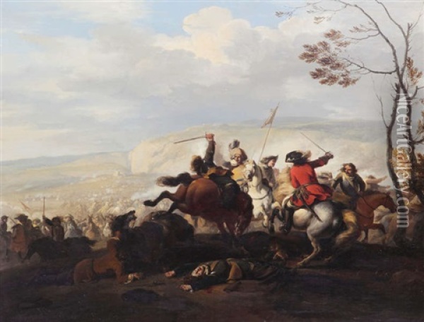 Scene De Bataille Oil Painting - Jan van Huchtenburg