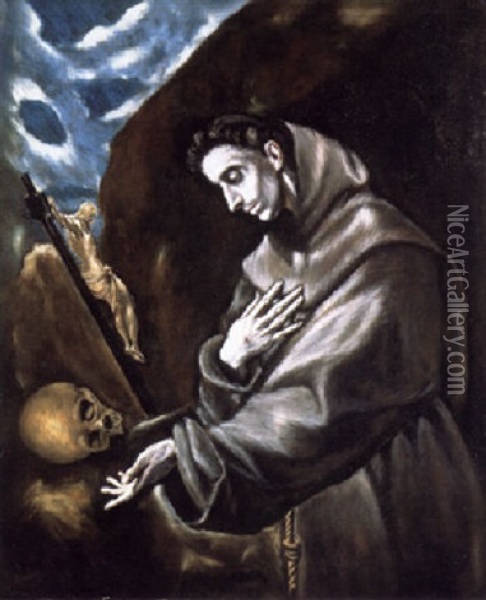 Saint Francis Standing In Meditation Oil Painting -  El Greco