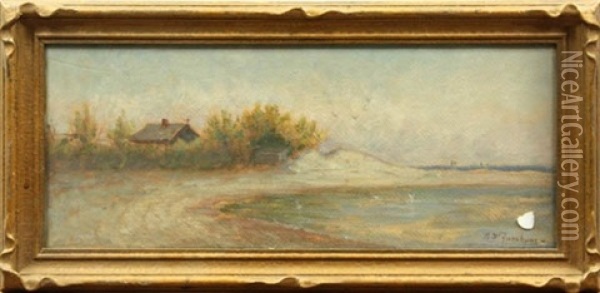 Beach Landscape With House And Dunes Oil Painting - Ammi Merchant Farnham