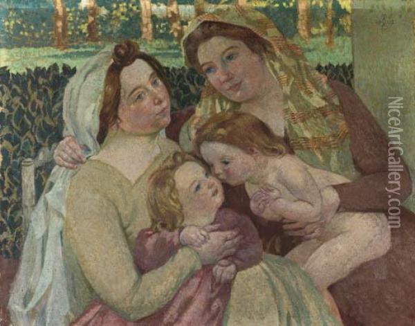 La Sainte Famille Oil Painting - Maurice Denis