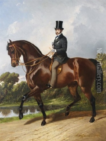 Le Cavalier Oil Painting - Alfred De Dreux