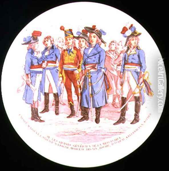 Dish depicting the Great Generals of the Republic, 1889 Oil Painting - Paul Utzschneider