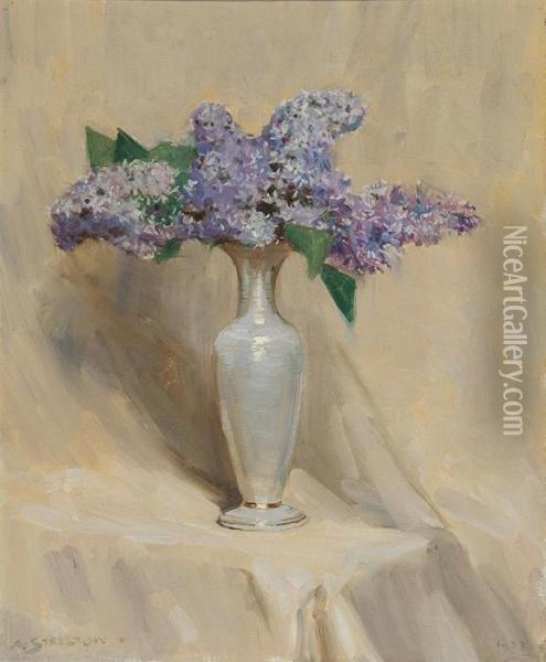 Lilac Oil Painting - Arthur Ernest Streeton