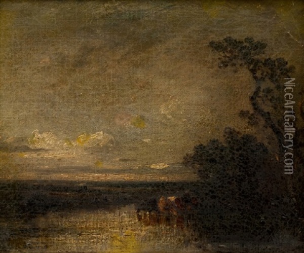 Water Hole Oil Painting - Jules Dupre