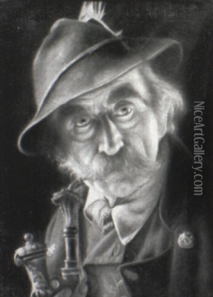 Tyrolian Gentleman With Pipe Oil Painting - Carl Heuser