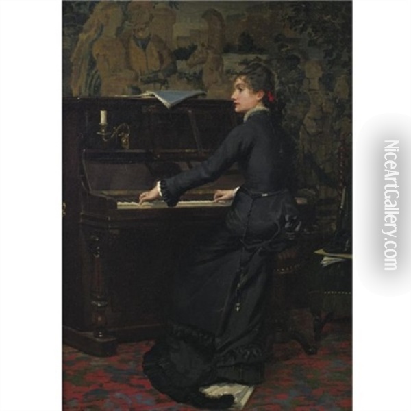 At The Piano Oil Painting - Middleton Jameson