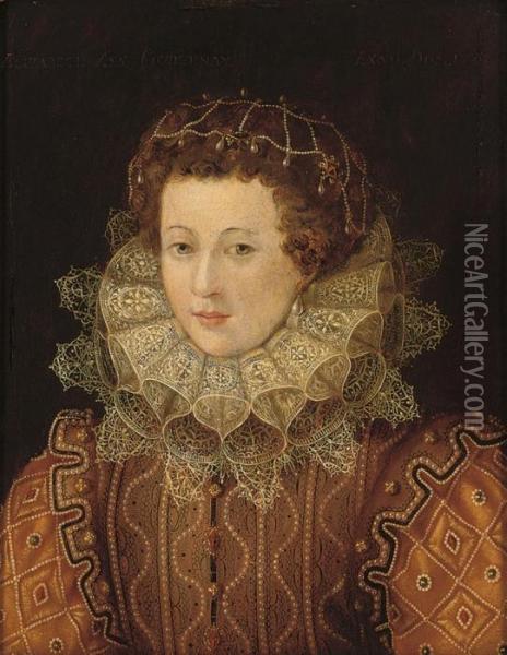 Portrait Of A Elizabeth Ann Courtenay Oil Painting - Federico Zuccaro