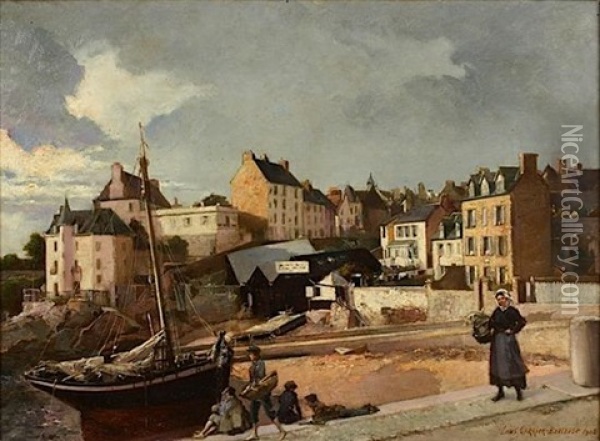 Debarcadere Sur La Cote D'emeraude, Bretagne Oil Painting - Louis Robert Carrier-Belleuse
