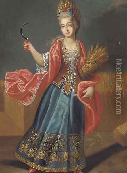Portrait of a lady, full-length, as Ceres Oil Painting - Pierre Gobert