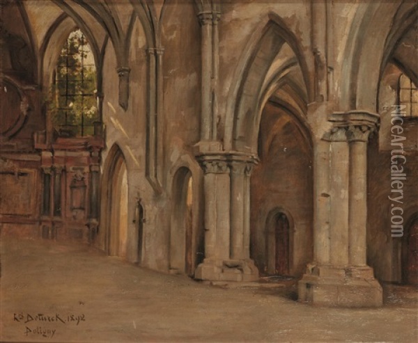 Interieurs De L'eglise De Poligny (jura) Oil Painting - Henri Deturck