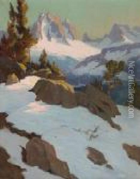 Sierras In Winter Oil Painting - Elmer Wachtel