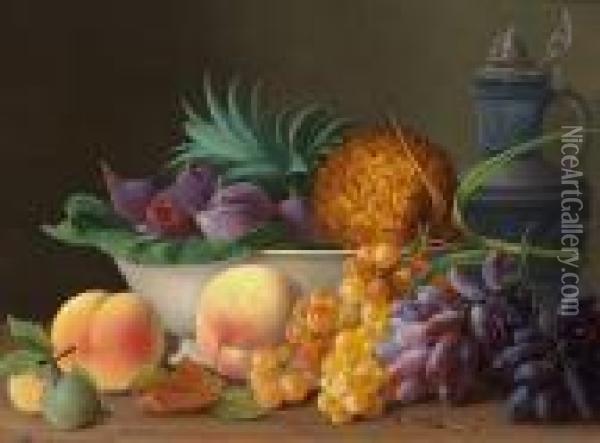 Still Life With Fruit On A Table Oil Painting - Carl Vilhelm Balsgaard