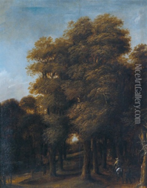 Waldlandschaft Mit Einem Reiter Oil Painting - Jan Looten