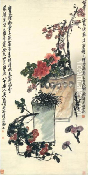 Spring Festival Offering Oil Painting - Wu Changshuo