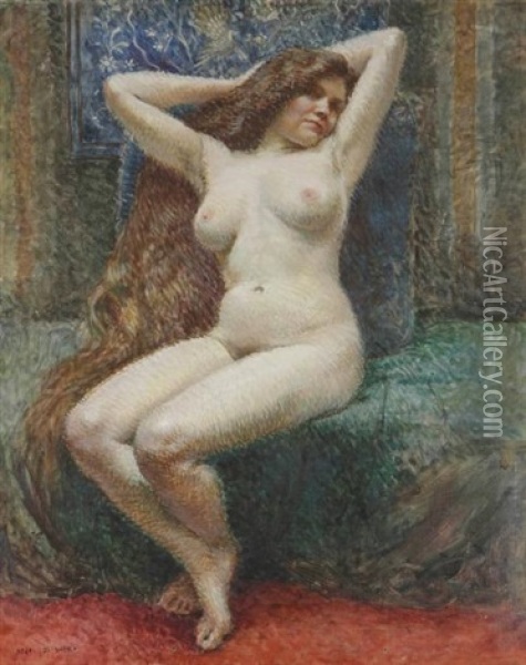 Femme Nue Assise Oil Painting - Henri Girault De Nolhac