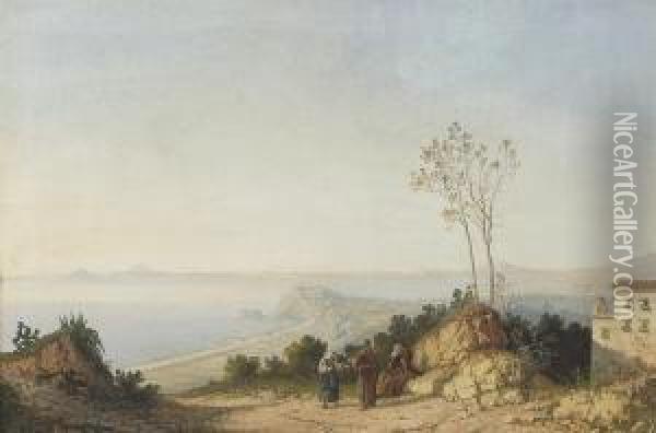Monks Conversing On A Coastal Path Oil Painting - Girolamo Gianni