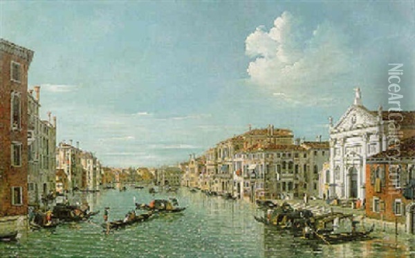 The Grand Canal, Venice, Looking South-east From Saint Stae To The Fabbriche Nuove Di Rialto Oil Painting - William James