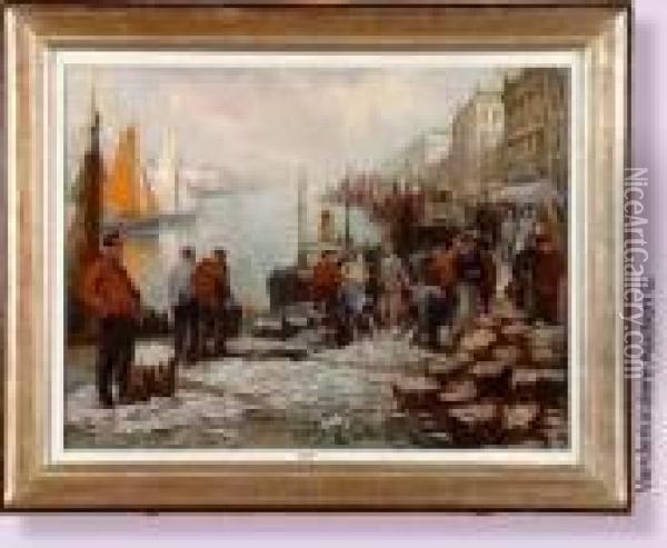 La Minque Animee A Ostende Oil Painting - Jules Lentrein
