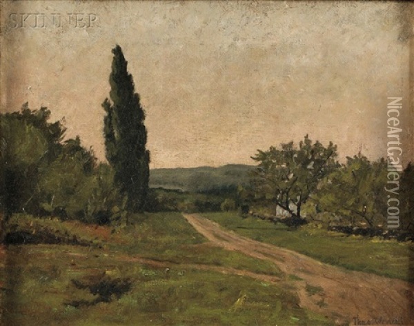 French Landscape With Cypress Tree Oil Painting - Theodore Wendel