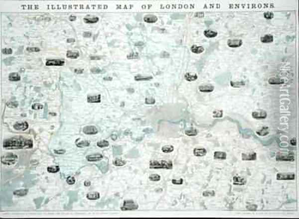 The Illustrated Map of London and Environs Oil Painting - John Dower