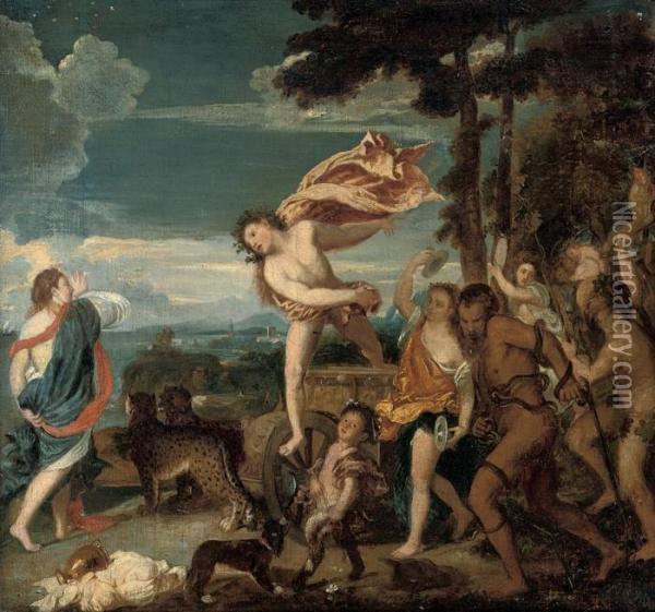 Bacchus And Ariadne Oil Painting - Tiziano Vecellio (Titian)