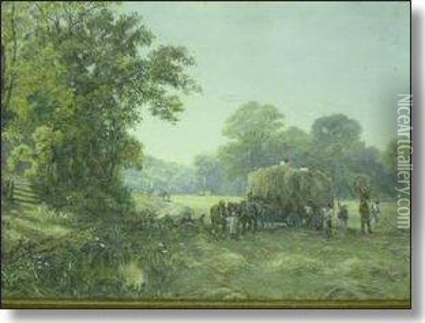 Hay Making Scene Oil Painting - John Carlisle