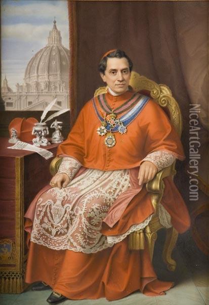 Ritratto Del Cardinale Giacomo Antonelli Nelle Stanzevaticane Oil Painting - Filippo Severati