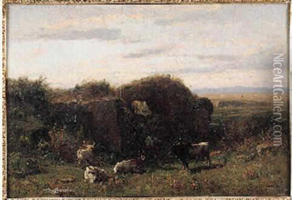 La
 Campagne Romaine Oil Painting - Albert Girard