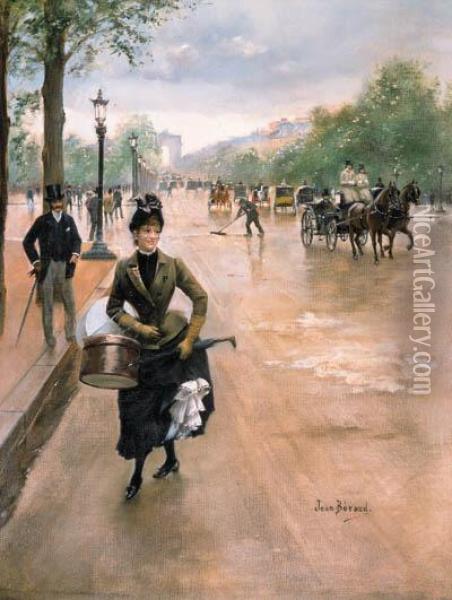 La Modiste Sur Les Champs Elyses Oil Painting - Jean-Georges Beraud