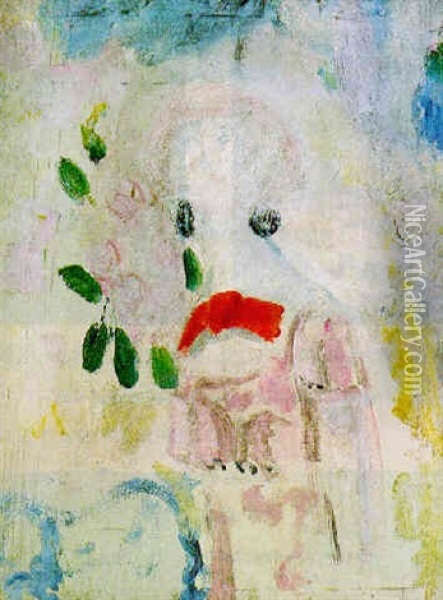 Jeune Femme Au Noeud Rouge Oil Painting - Jacqueline Marval