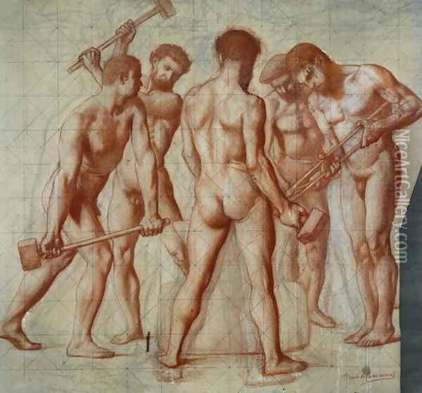 The Forgers, study for Allegorie du Travail Oil Painting - Pierre-Cecile Puvis De Chavannes