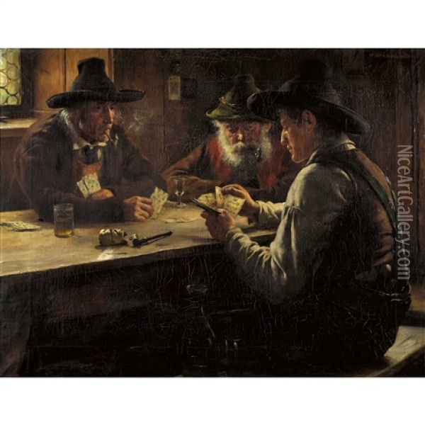 Bauern Beim Kartenspiel Oil Painting - Hermann Lindenschmit