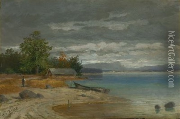 Blick Vom Ostufer Des Starnberger Sees Auf Die Zugspitze Oil Painting - Heinrich Von Reder