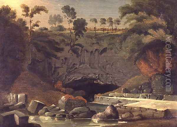 Porth-yr-Ogof, Brecknockshire, 1819 Oil Painting - Penry Williams