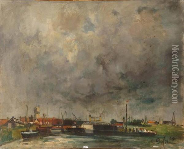 Vue D'un Port Oil Painting - Joseph Fr. De Coene