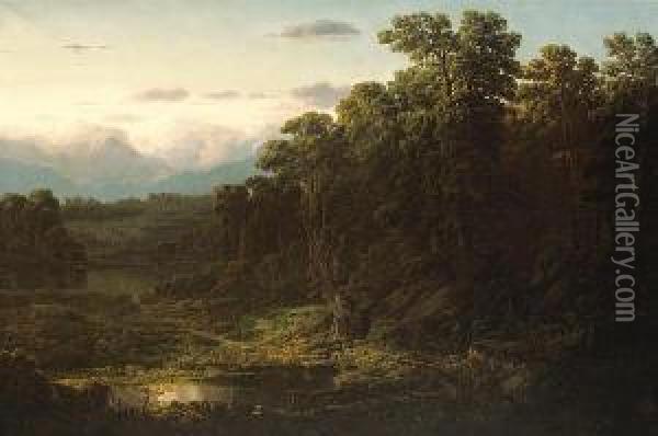 Ohio Landscape Oil Painting - William Louis Sonntag