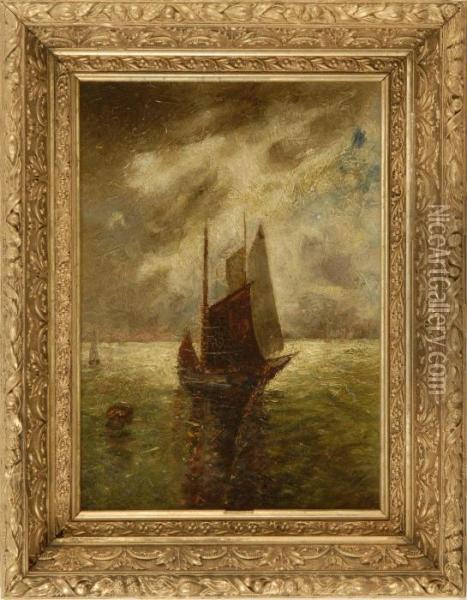 A Ship Under A Moonlit Sky Oil Painting - Albert Pinkham Ryder