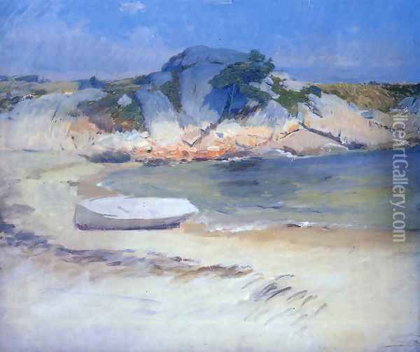 Sheltered Cove Oil Painting - Frank Duveneck