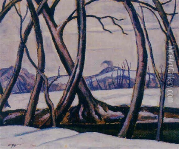 Winter Landscape Oil Painting - Edgar Hewitt Nye