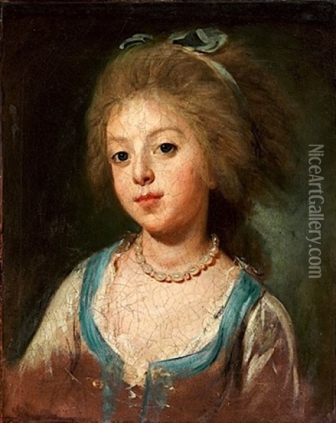 Portrait De Jeune Fille Au Ruban Bleu Oil Painting - Francisco Goya