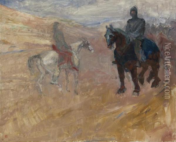 Deux Chevaliers En Armure Oil Painting - Henri De Toulouse-Lautrec