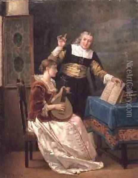 The Music Master Oil Painting - Louis Claude Mouchot