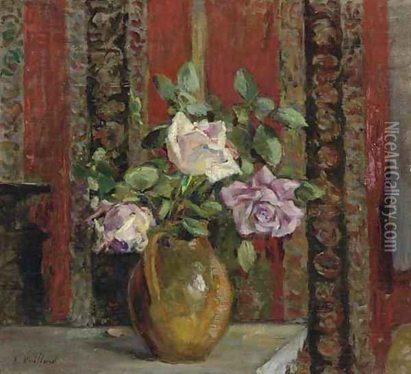 Roses dans une pichet Oil Painting - Jean-Edouard Vuillard