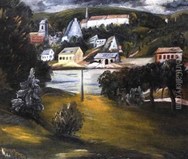 Landschaft Bei Wasserburg Am Inn Oil Painting - Paul Kleinschmidt
