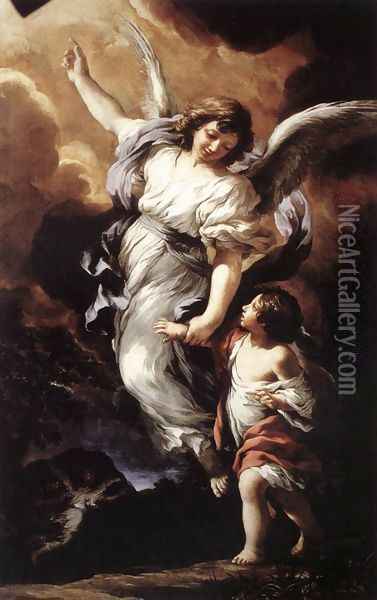 The Guardian Angel 1656 Oil Painting - Pietro Da Cortona (Barrettini)
